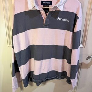Men's Long Sleeve Striped Shirt - Pink and Gray